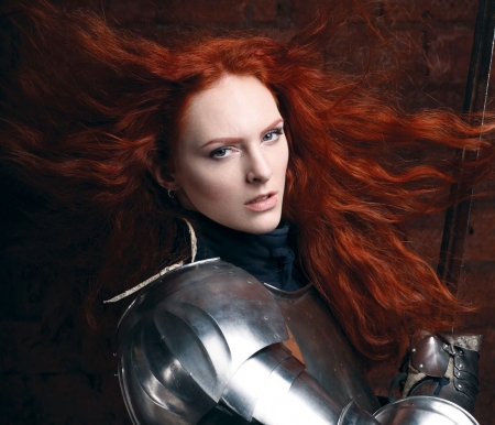 Warrior girl - armor, cosplay, girl, model, readhead, warrior, woman