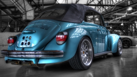 Blue retro car Porsche - retro, Porsche, car, Blue