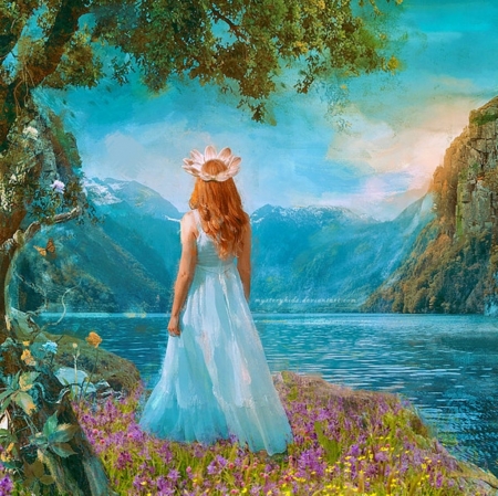 blue dream - blue, dream, fantasy, girl