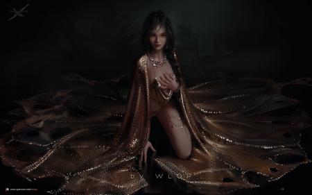 Princess - black, wlop, girl, princess, art, dark