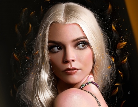 Anya Taylor Joy - fantasy, blonde, girl portrait, face, yasar vurdem, anya taylor joy, art, actress