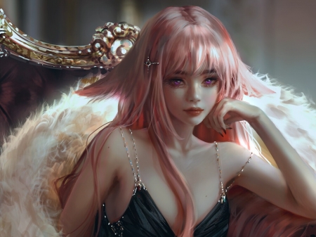 Yae Miko - fantasy, ears, fox, girl, pink, art, nixeu