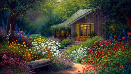 naturgarden - farm, natur, flowers, country