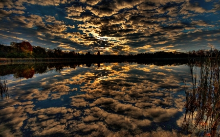 fantastic sky - natur, clouds, lake, sky