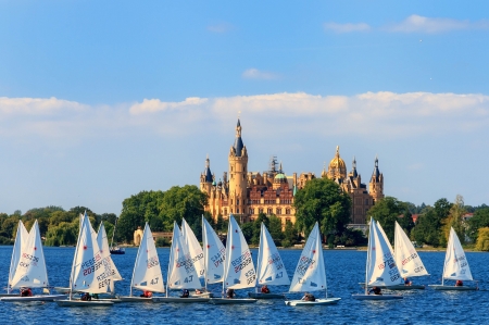 Schwerin Castle, Germany - germany, sailboats, castle, medieval