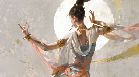Moon dancer - fantasy, moon, tea me, art, dancer, luna, girl, teame