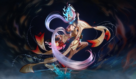 Hand fan dancer - dancer, evantai, fantasy, girl, hand fan, zero hour