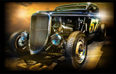 Car 57 - hot rod, 57, car, customised, photograph, wheels