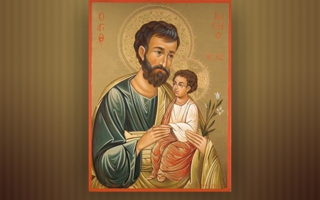 Saint Joseph with Jesus - Joseph, Jesus, saint, icon