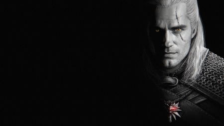The Witcher 2019- - tv series, black, white, man, face, poster, the witcher, afis, actor, henry cavill