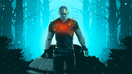 Bloodshot - bloodshot, man, forest, superhero