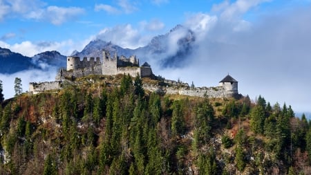 Ehrenberg Castle, Austria - austria, mountains, forest, castle