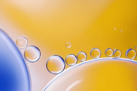 Abstract - bubble, abstract, yellow, blue, water, oil, texture