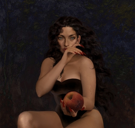 Rotten apple - yujin kim, black, fantasy, art, apple, girl, hand