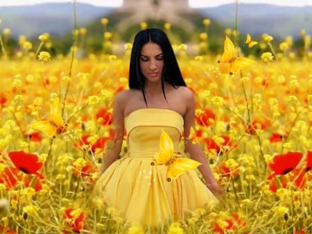 Sunny Yellow 6 - vibrant, yellow, vivid, blue, girl, black, colorful, white, red, bright, green, bold