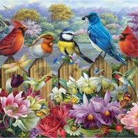 Birds In A Blooming Garden