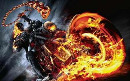 Ghost Rider - flames, motorcycle, ghost, rider