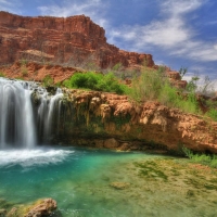 Navajo Falls located in Havasu Canyon, Havasupai Indian Reservation, Arizona