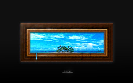 The Island - sky, art, abstract, clouds, water, tree, frame