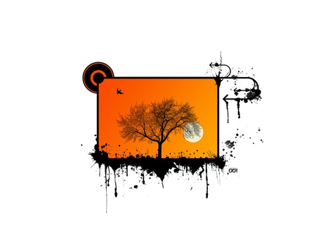 orange black tree - white, orange, tree