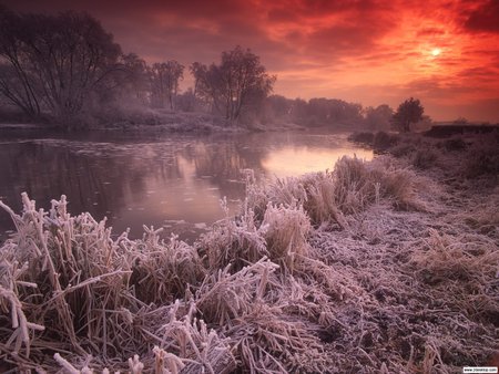 River Avon Great Britain - river, winter, sunset, landscape, cool, sky