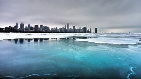 Froezen City  - downtown, ice, frozen, nature