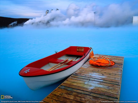 Lonely boat  - water, sky, boat