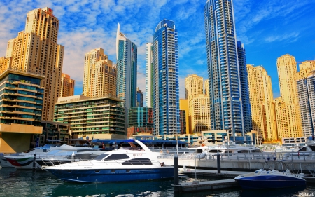 Abu Dhabi Harbor - boats, harbor, abu dhabi, skyline