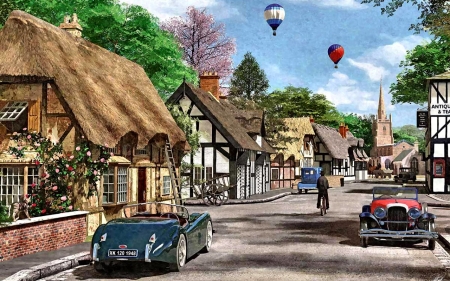 balloons.. - cars, england, retro, vintage