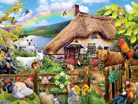 farm paradise - animals, farm, house, natur