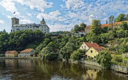 Rosenberg Castle, Czechia - river, castle, Rosenberg, Czechia