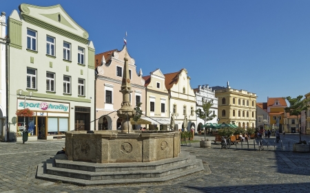 Trebon, Czech Republic - old town, street, Czechia, houses