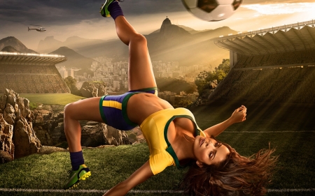 Brasil World Cup 2014 - ball, world, girl, sport, cup, brasil, 2014, woman