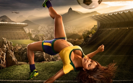 Brasil World Cup 2014 - sport, world, woman, brasil, ball, girl, 2014, cup