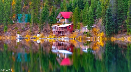Lake House - reflection, water, house, lake