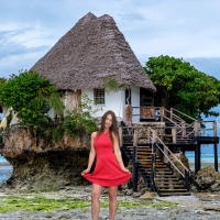 Taylor Sands in a Red Dress