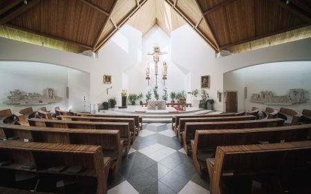 Modern Church in Italy - inside, altar, church, Italy