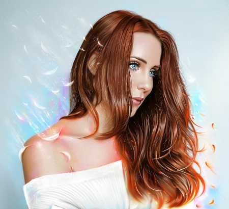 Simone Simons - singer, girl, yasar vurdem, fantasy, redhead, woman, face, simone simons, art