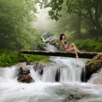 Bikini Model at the Waterfall