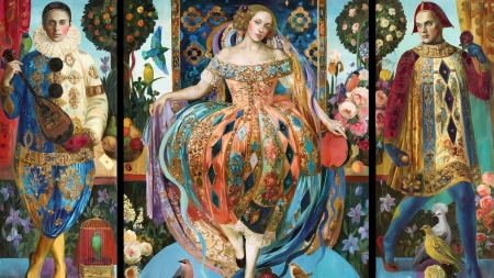 :) - painting, art, pictura, girl, olga suvorov, orange, woman