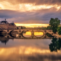 Sunset on the Seine River, Paris, France