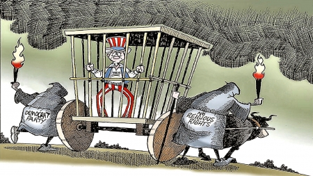 Freedom Caged - biden, cage, religion, freedom, sinister, traitor