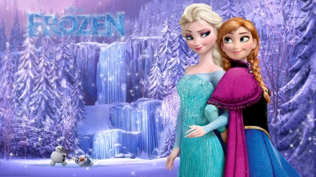 Frozen 2013 - winter, blue, pink, snow queen, fantasy, frozen, anna, sister, movie, iarna, couple, elsa, disney