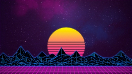 Vaporwave sun - abstract, neon, vaporwave, synthwave, sun