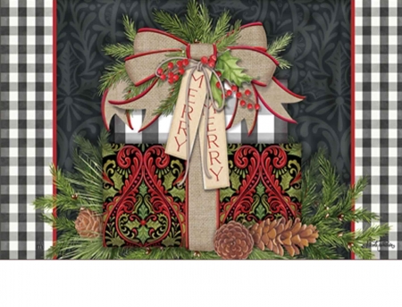 Pretty Present - present, checkered, holiday, christmas, giving