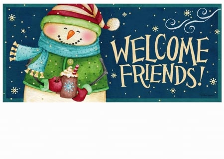 Welcome Friends - door, happiness, welcome, mat, friends