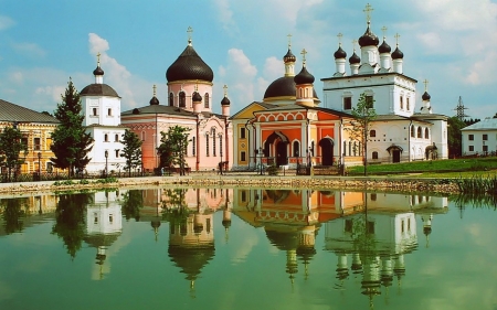 Monastery in Russia - water, Russia, church, reflection, monastery