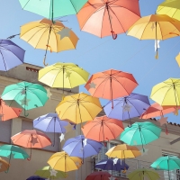 Umbrellas over Street