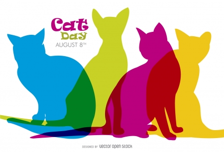 :) - colorful, day, white, pisici, vexels, card, cat