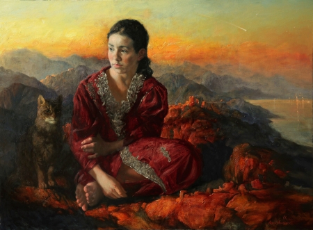 Girl with cat
